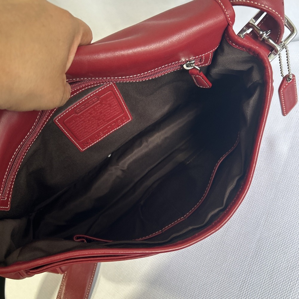 Coach Bag Leather Red #7750 Shoulder Cross Body Bag - Picture 9 of 13